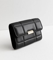 New Look Black Leather-Look Quilted Purse